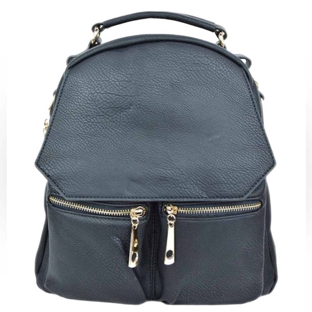 Fabriano Italia Black Leather 10121 Multipurpose Mini Backpack